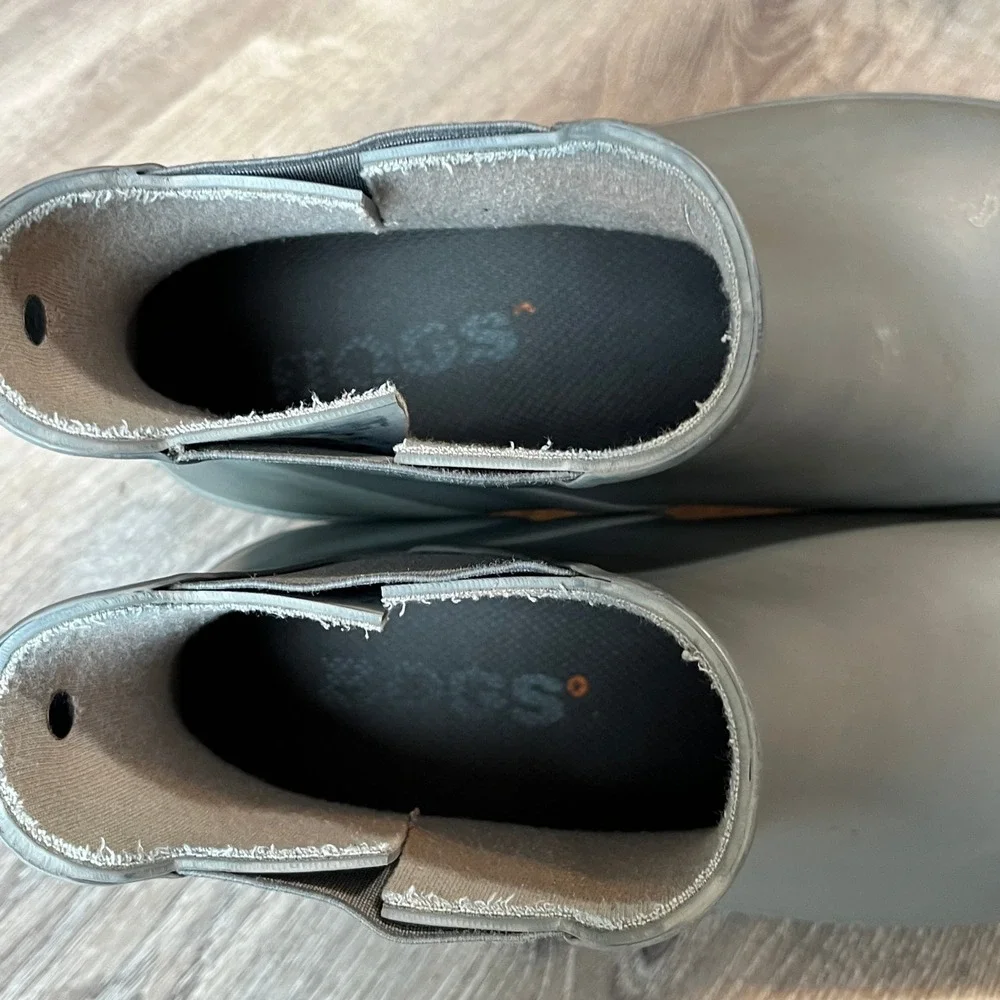 Bogs Amelia Chelsea Waterproof Rain Boots Grey Ankle Rubber Womens 10